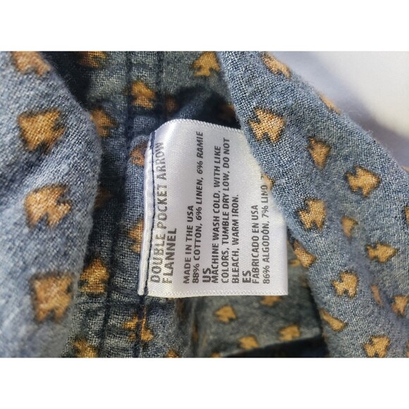 Freenote Cloth Double Pocket Arrow Flannel Blue Button Up Shirt Mens Medium - Picture 12 of 15